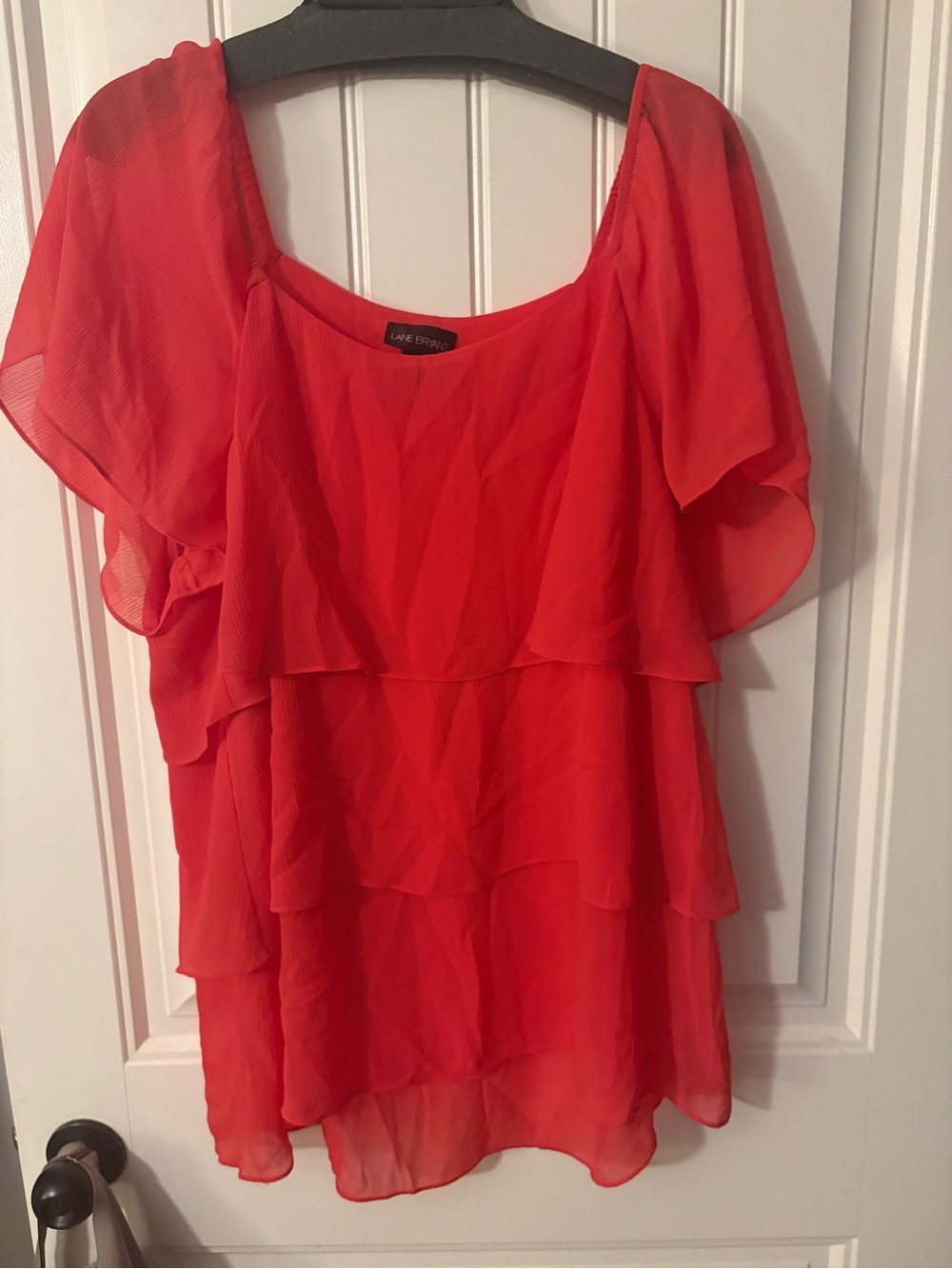 Lane Bryant Bright Red Layered Chiffon Blouse